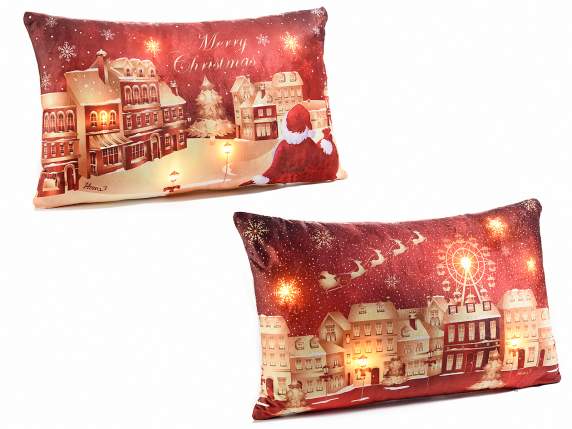 Coussin rembourré Christmas Park déhoussable avec lumières