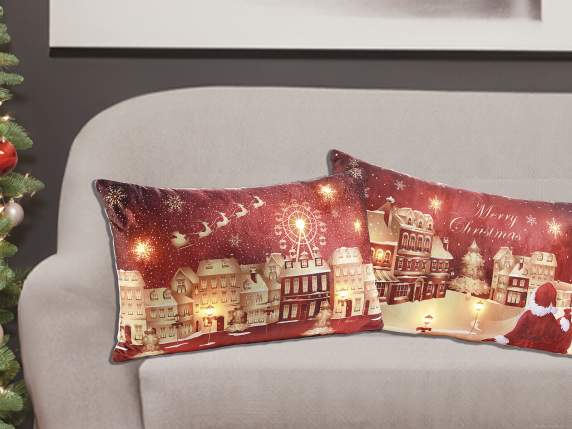 Coussin rembourré Christmas Park déhoussable avec lumières