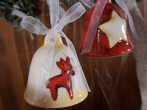 Clopot de ceramică cu decor de Crăciun în relief