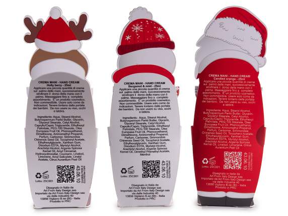 Crema de manos de 25 ml en envase con personajes navideños