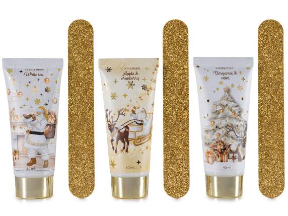 Set de regalo de Navidad con crema de manos de 40 ml y lima.