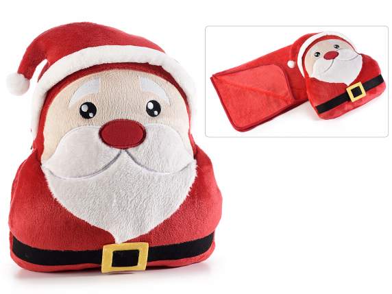 Cuscino scaldamani Babbo Natale con coperta in morbido pile