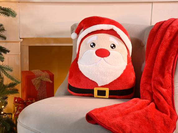 Cuscino scaldamani Babbo Natale con coperta in morbido pile