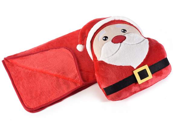 Cuscino scaldamani Babbo Natale con coperta in morbido pile