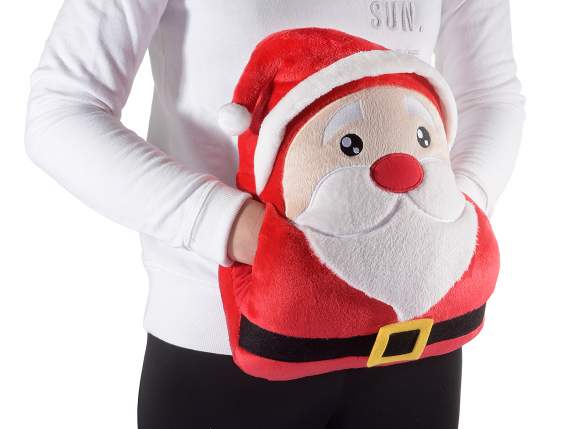 Cuscino scaldamani Babbo Natale con coperta in morbido pile