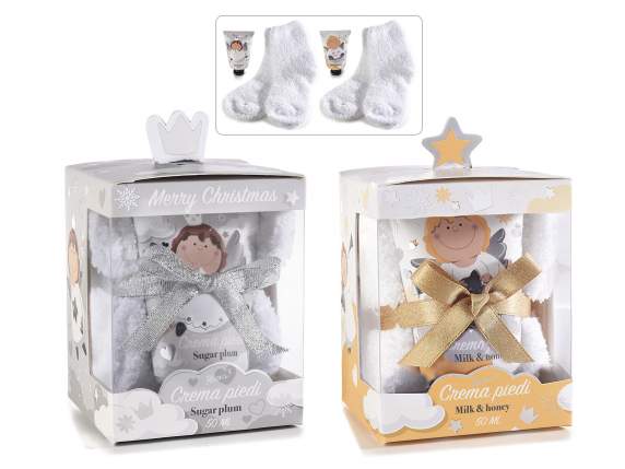 Set cadou crema parfumata pentru picioare 50ml si sosete moi