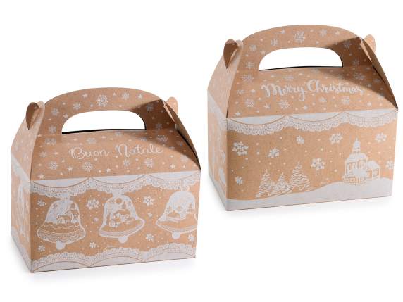 Cutie portbagaj din hârtie naturală cu imprimeu „Campanelle”