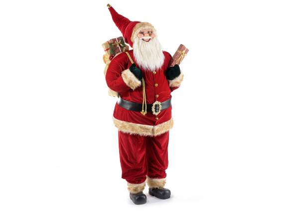 Père Noël géant avec costume en velours rouge