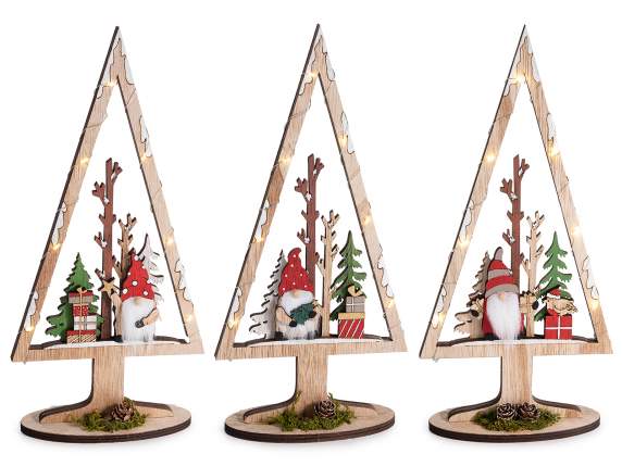 Árbol de Navidad de madera con luces LED