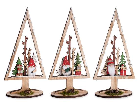 Árbol de Navidad de madera con luces LED