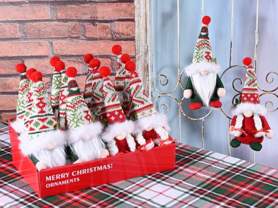 Papá Noel - Madre Navidad con gorro de punto para colgar