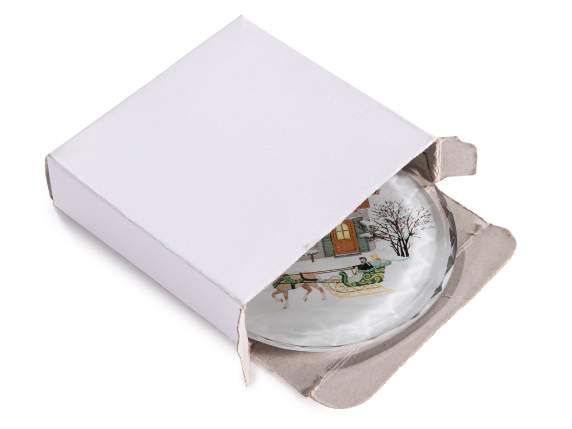 Decoración de cristal con estampado navideño para colgar