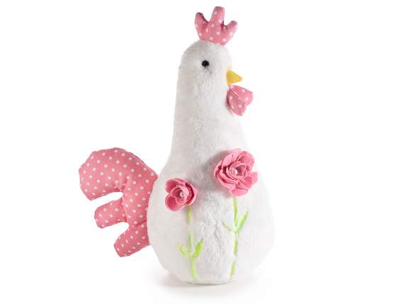 Gallina de Pascua en piel sintética con rosas decorativas