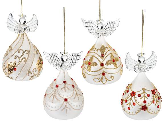 Ángel de cristal con luz LED, decoraciones en relieve