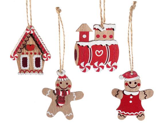 Exhibición de 72 adornos navideños de madera para colgar