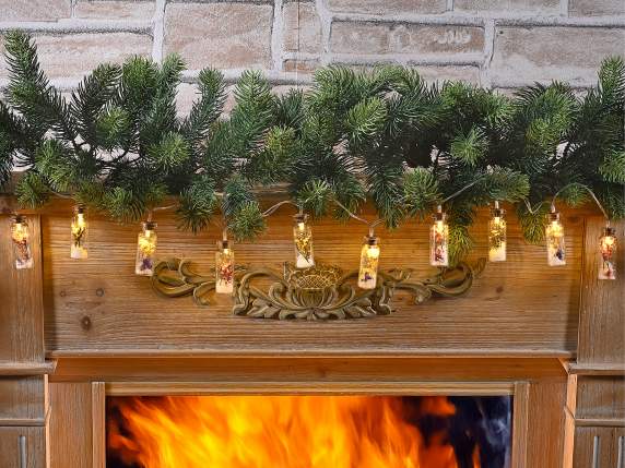 Caja con cadena 10 tubos de flores secas nieve luces LED