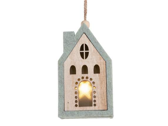 Decoración de casa de madera y tela con luces LED