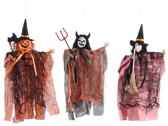 Personaje de Halloween con capa de tela para colgar