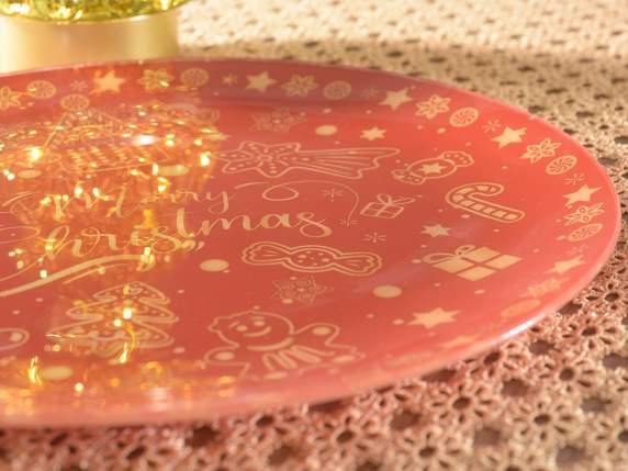 Plato navideño de cristal redondo para comida