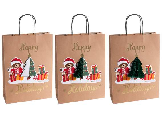 Bolsa-sobre grande de papel kraft con asas y decoraciones 3D