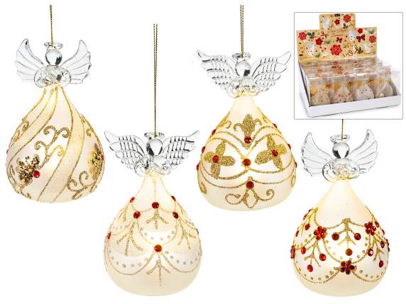 Înger de sticla cu lumina LED, decoraiuni în relief