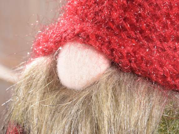 Père Noël en tissu avec bonnet en laine à poser sur la table