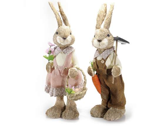 Easter sisal straw rabbit w-hoe or basket