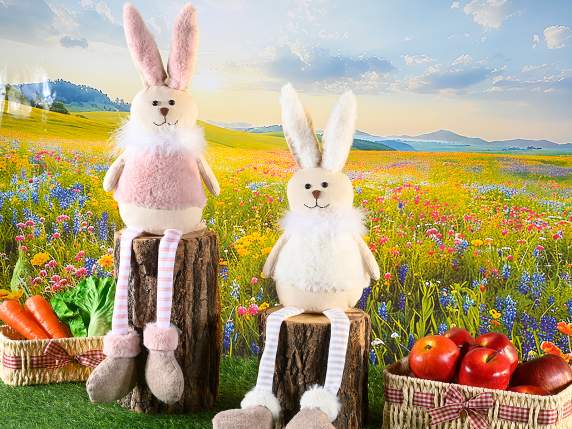 Robe en tissu à longues pattes de lapin avec fourrure écolog