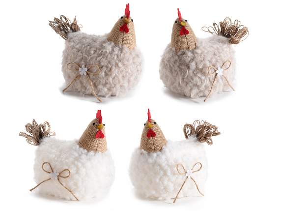 Poule de campagne en fourrure écologique douce à poser