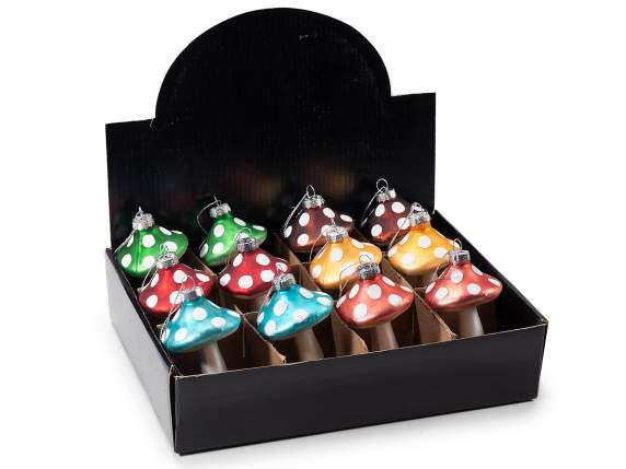 Champignon suspendu en verre coloré