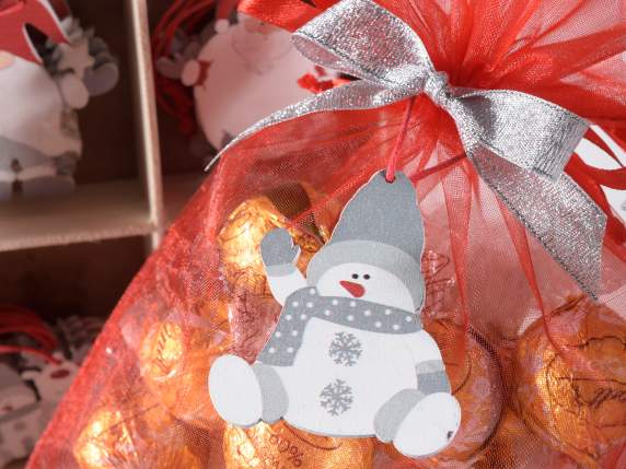 Présentoir 60 décorations de Noël en bois à suspendre