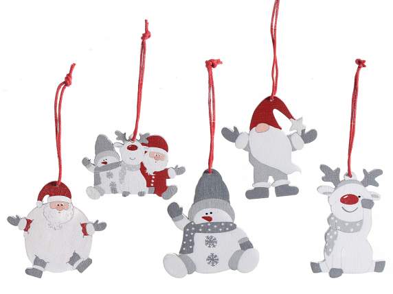 Présentoir 60 décorations de Noël en bois à suspendre