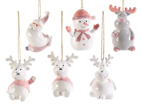 Personnage de Noël en céramique coloré à suspendre