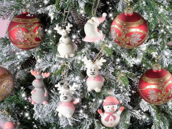 Personnage de Noël en céramique coloré à suspendre