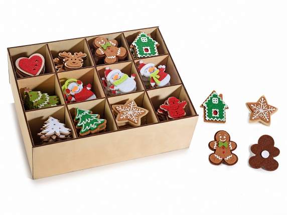 Présentoir 144 décorations de Noël en tissu avec adhésif