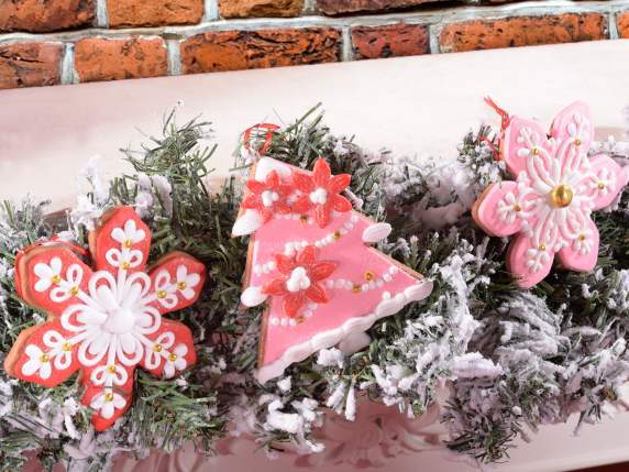 Décoration de Noël en pâte de résine rose à suspendre