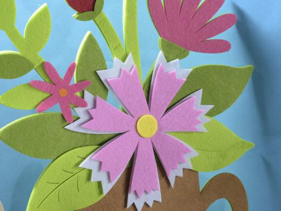 Lot de 2 arrosoirs en bois et tissu colorés avec décorations