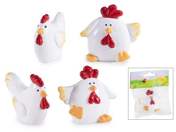 poule en résine colorée