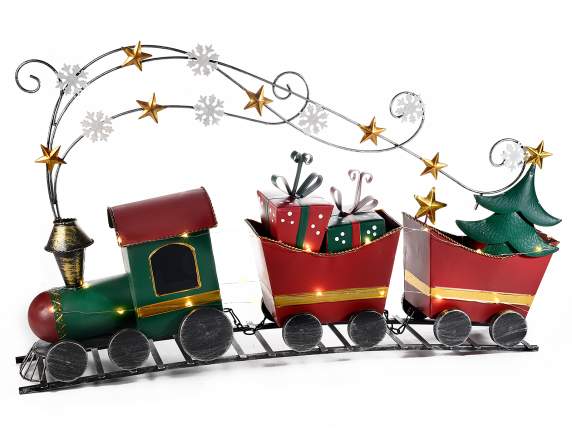 Decorative Christmas train in colored metal with lights