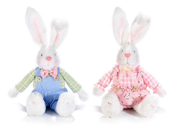 Decorative bunny sitting with fabric dress