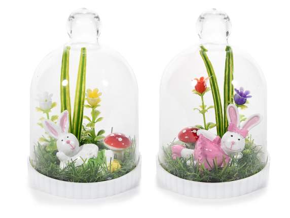 Decorative dome with Easter bunny and flowers