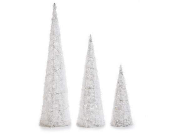 Set of 3 Christmas trees in metal with snow effect w - light