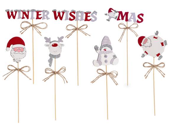 Decorazione natalizia su stick in legno Snow Holiday