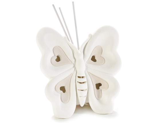 Papillon en porcelaine avec lumière LED et bâton parfumé