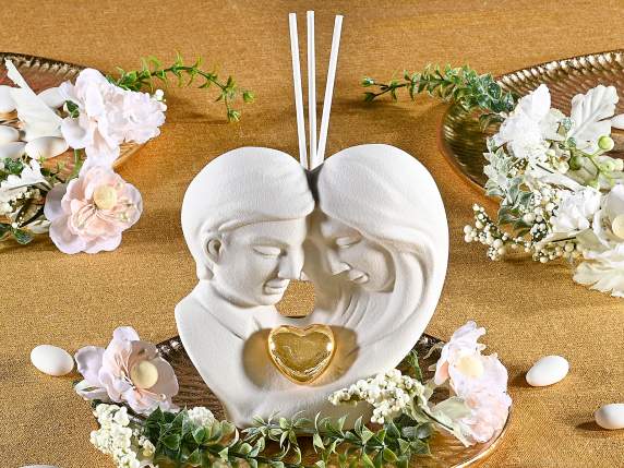 Visages damoureux en porcelaine avec bâton de parfum