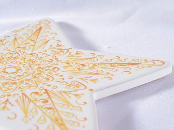 Dessous de plat de Noël en céramique brillante et base