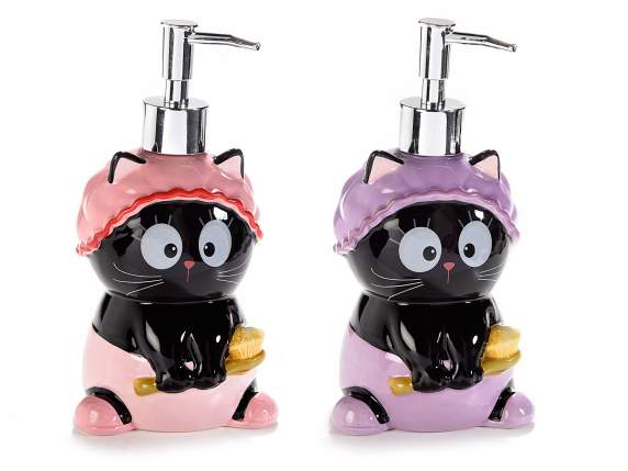 Dispenser per sapone a gatto in ceramica