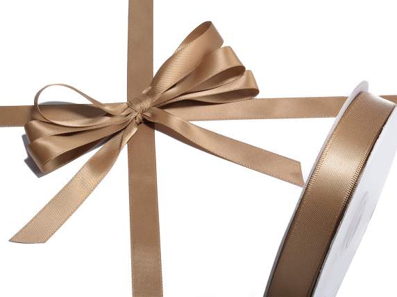 Double satin ribbon 15mm cappuccino