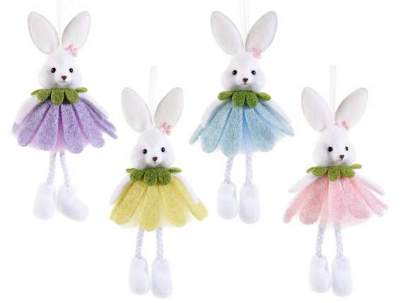 Long legs bunny with flowered dress to hang