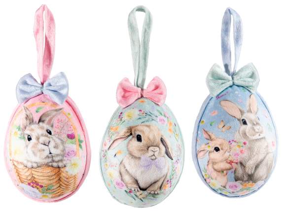 Easter egg soft fabric, string and bow to hang